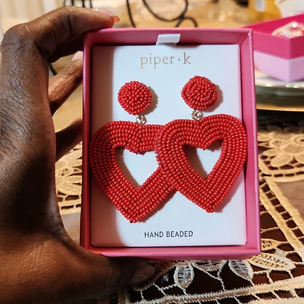 Piper K Heart Earrings - Picture 2 of 3